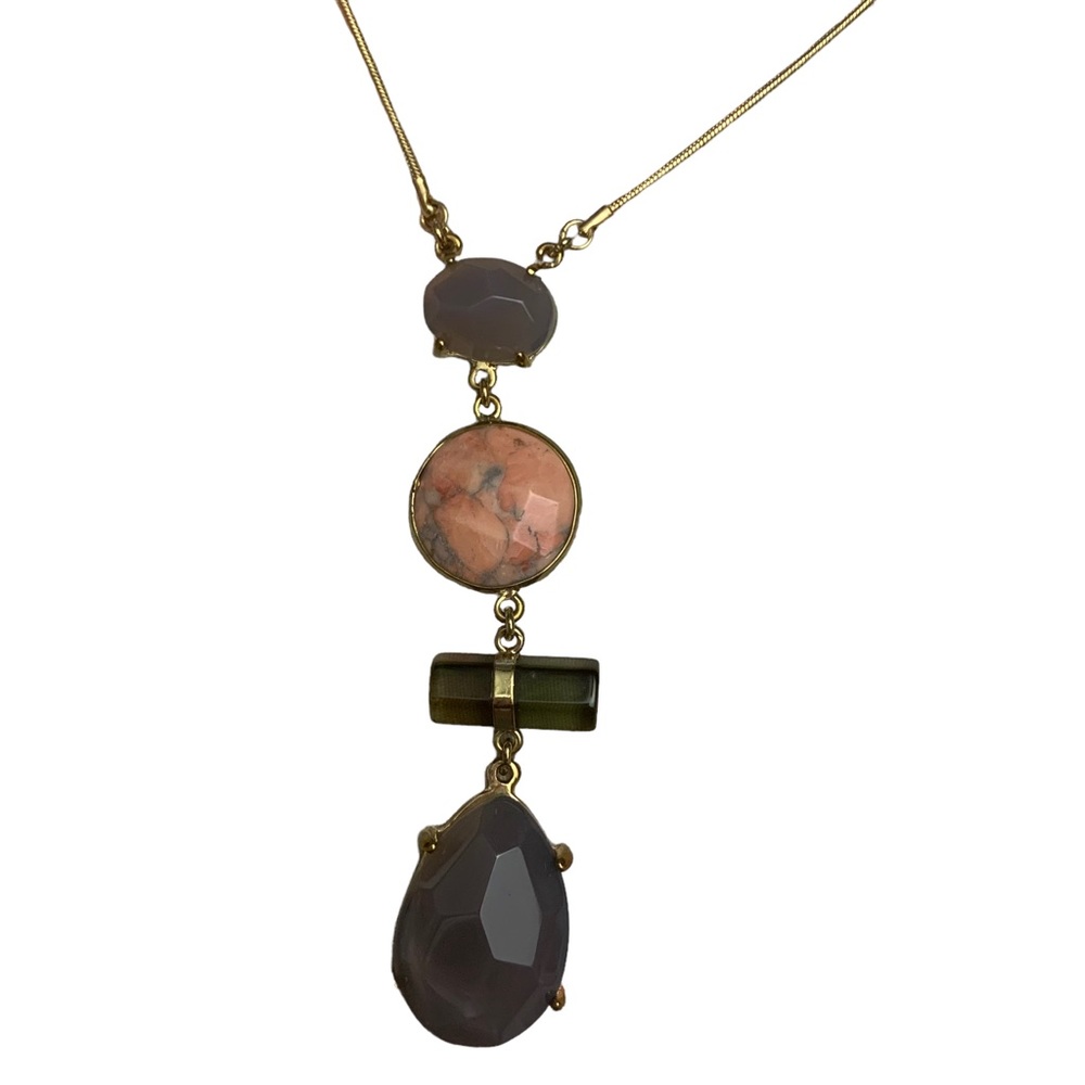 LOFT Gold Tone Multi-Stone Pendant Necklace
